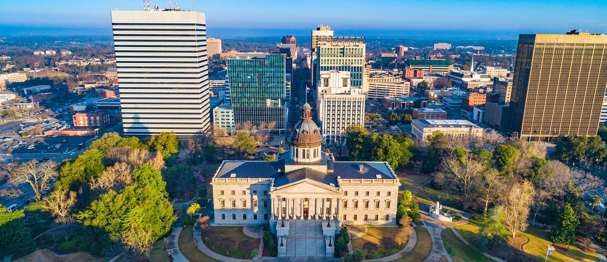 Raleigh skyline and road network